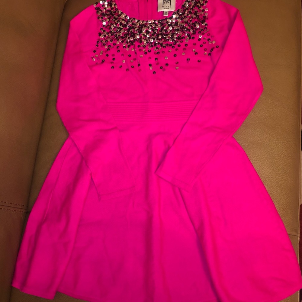 Like New! Milly Minis Hot Pink Sequin Dress Size10